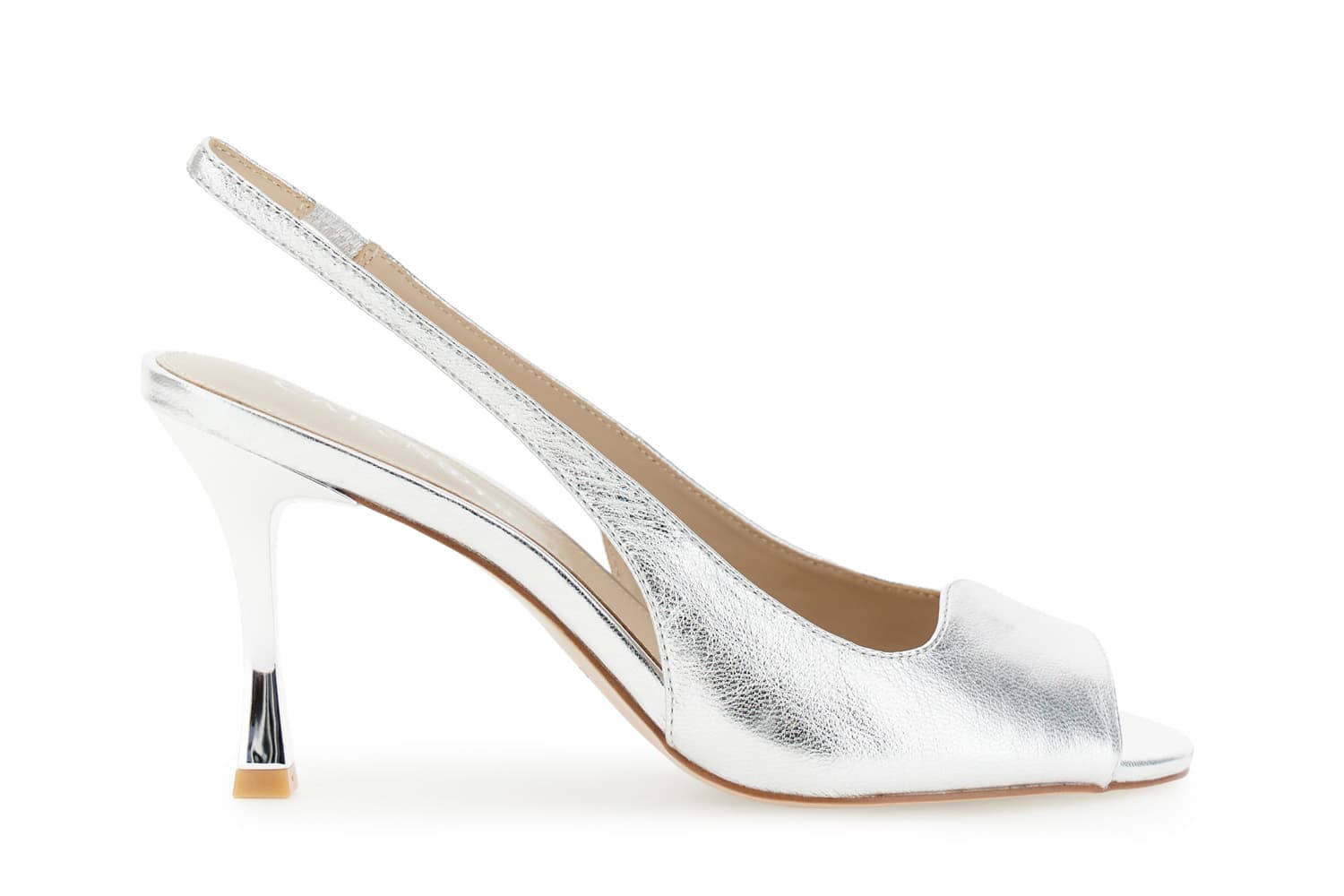 CafèNoir — Slingback open-toe in pelle laminata argento