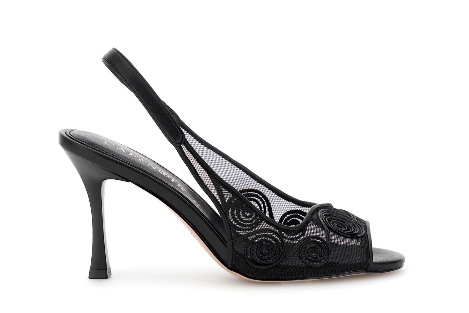 CafèNoir — Décolleté slingback con ricamo cornely nero