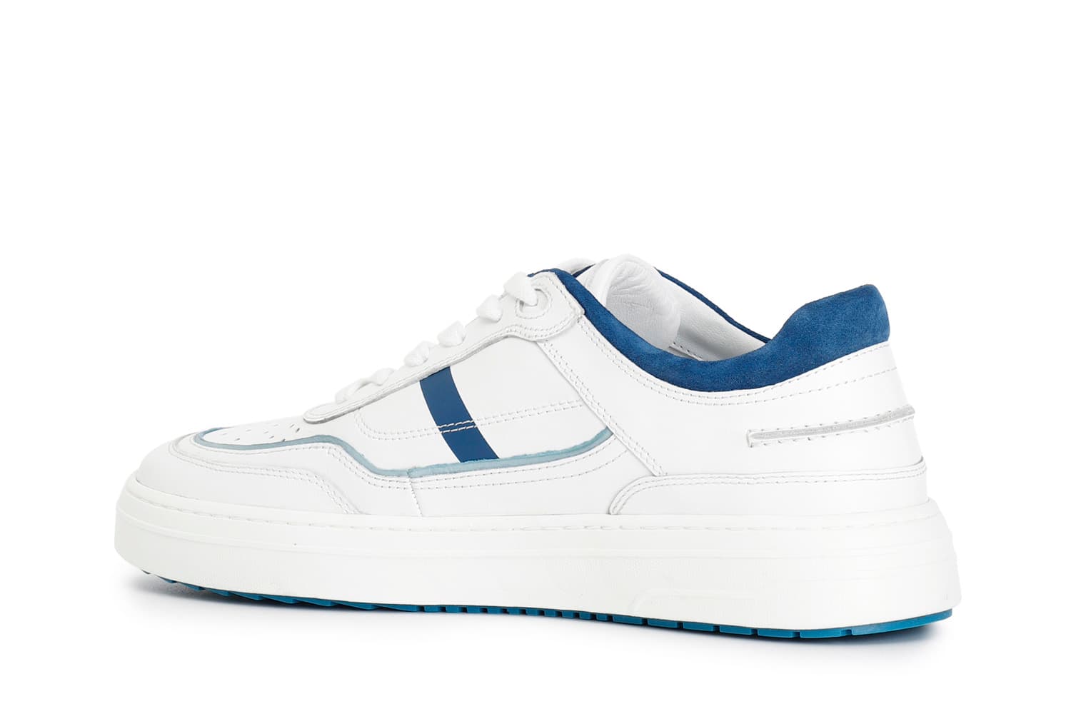 Sneakers uomo in pelle bianco/celeste — vista 2