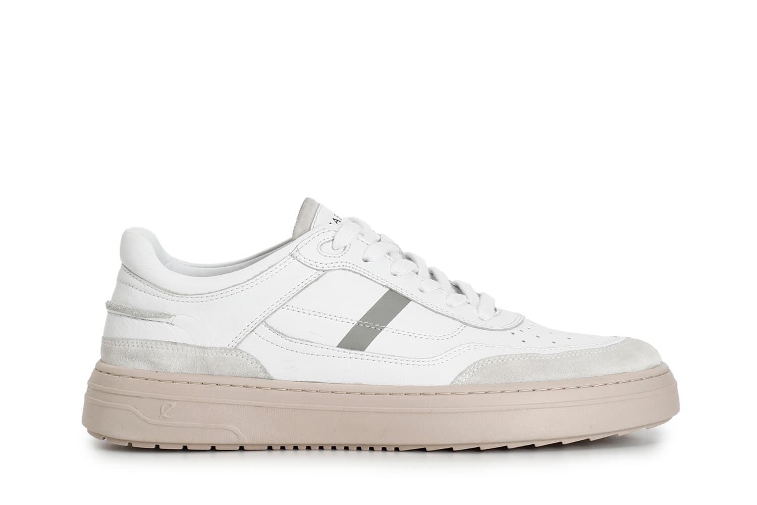 Sneakers uomo in pelle e pelle scamosciata bianco — vista 3