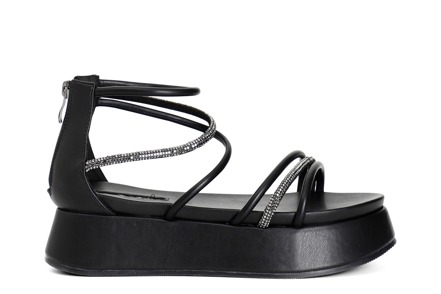 Sandali asimmetrico con mignons nero — vista 3