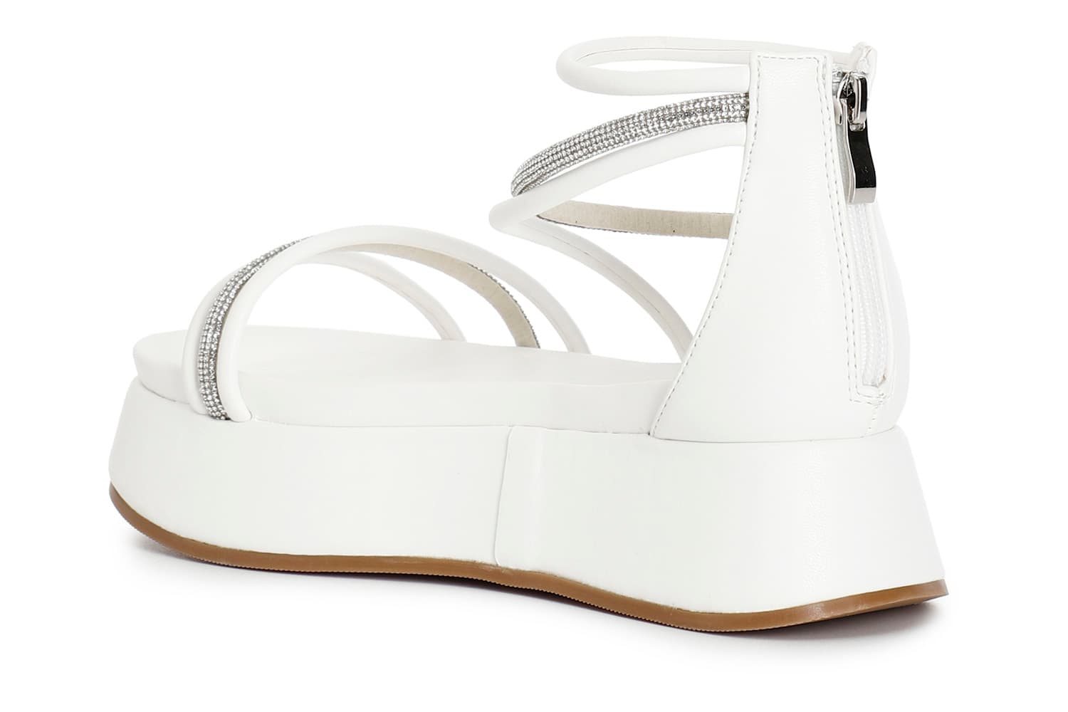 Sandali asimmetrico con mignons bianco — vista 2