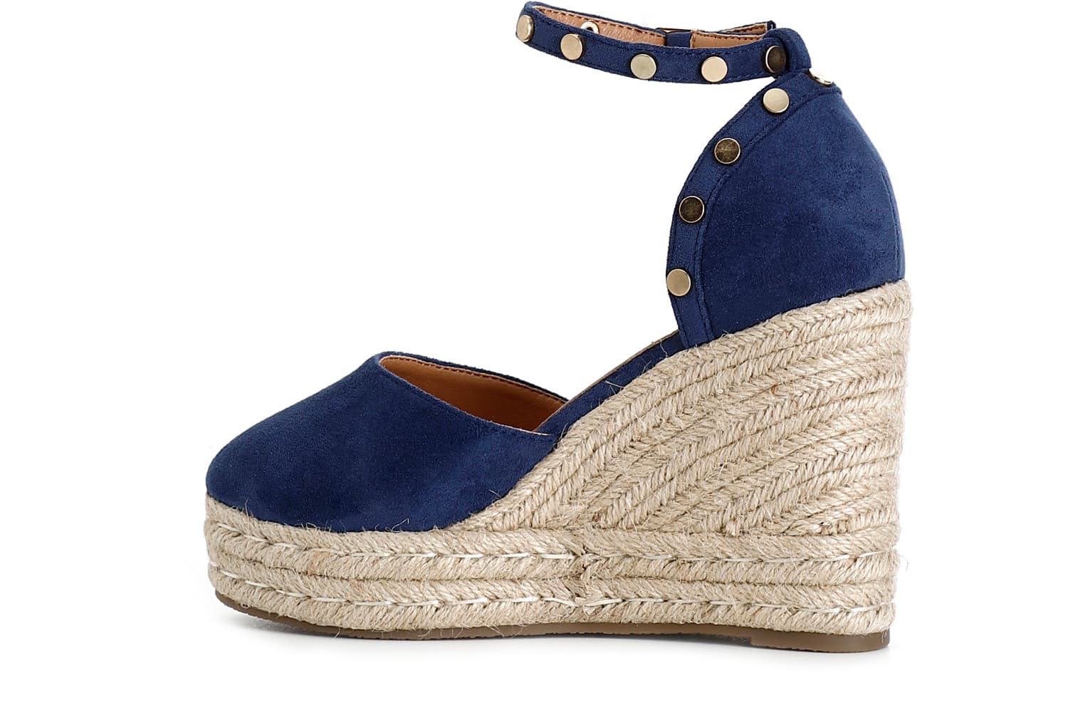 Sandali in tessuto e zeppa in corda blu — vista 4