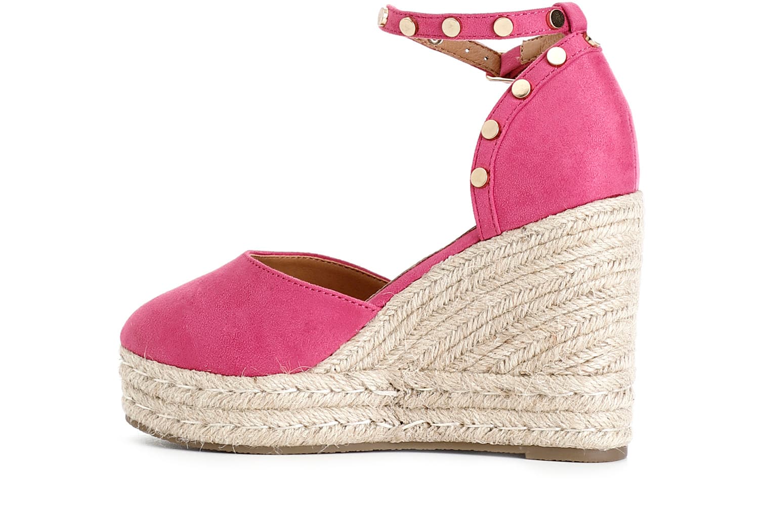 Sandali in tessuto e zeppa in corda fuxia — vista 2
