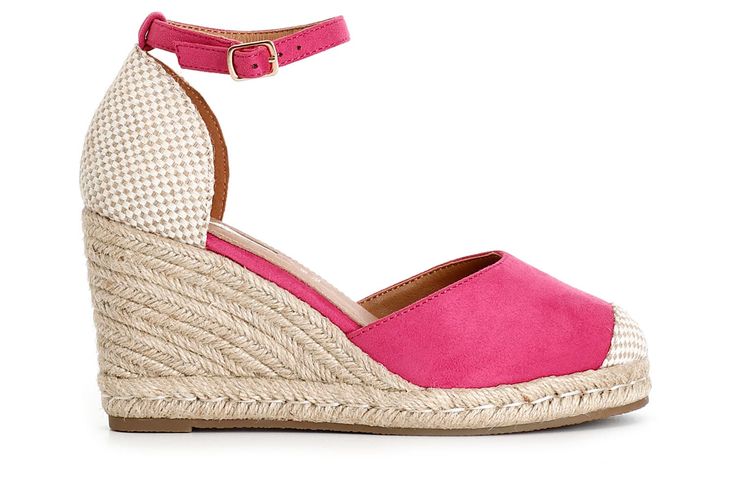 CafèNoir — Sandali in tessuto e zeppa in corda fuxia