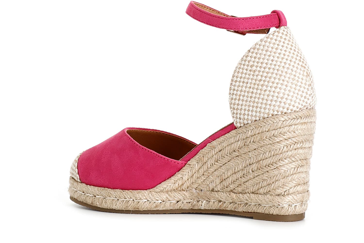 Sandali in tessuto e zeppa in corda fuxia — vista 2