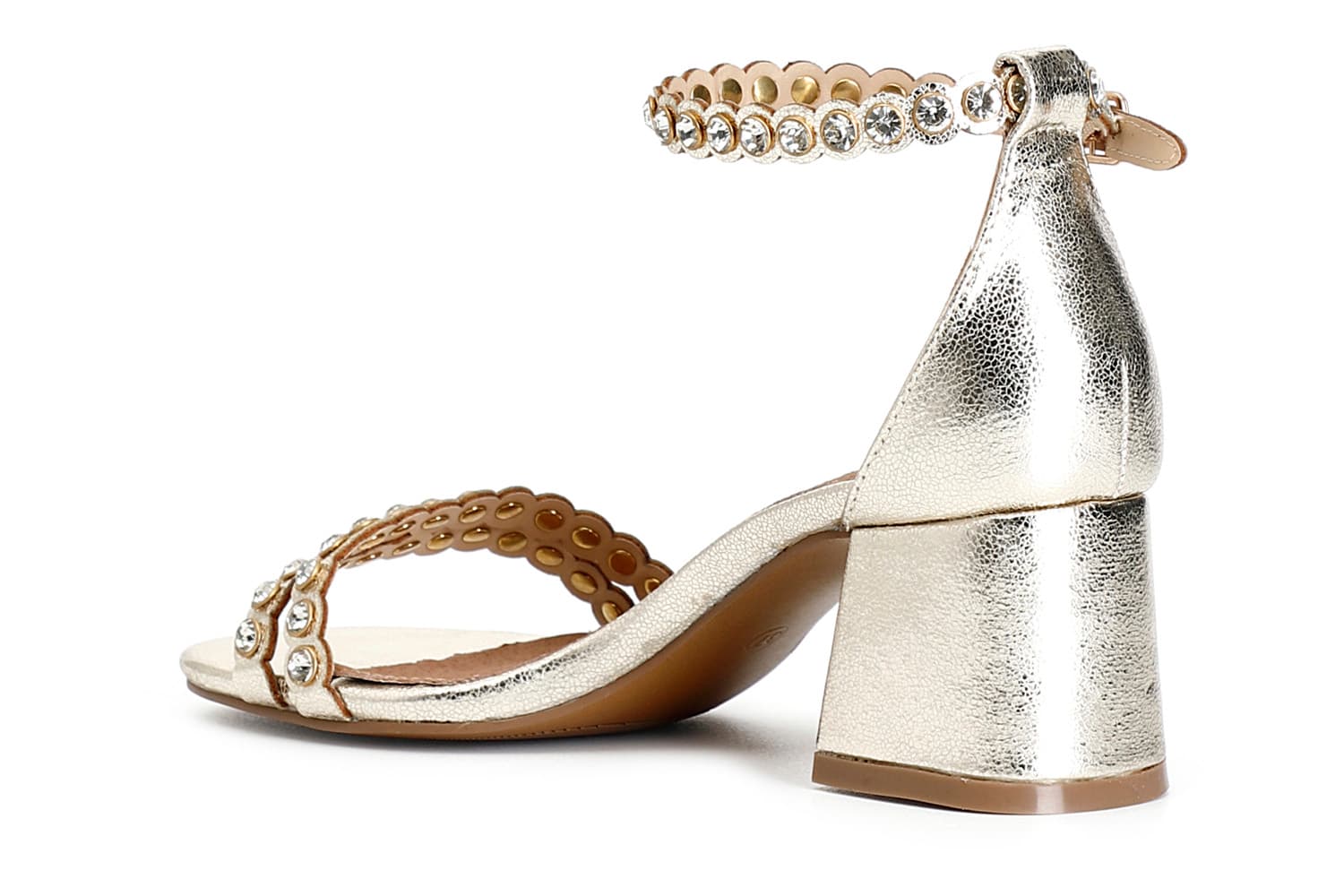 Sandali toppone chiuso in metallizzato con strass platino — vista 2
