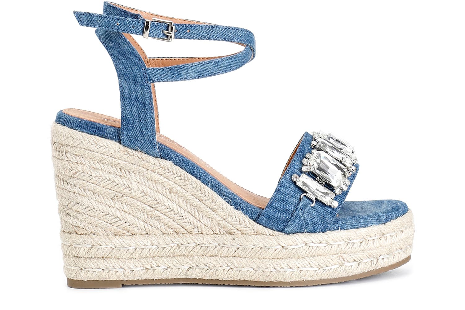 Sandali in canvas con applicazioni sulla tomaia jeans — vista 3