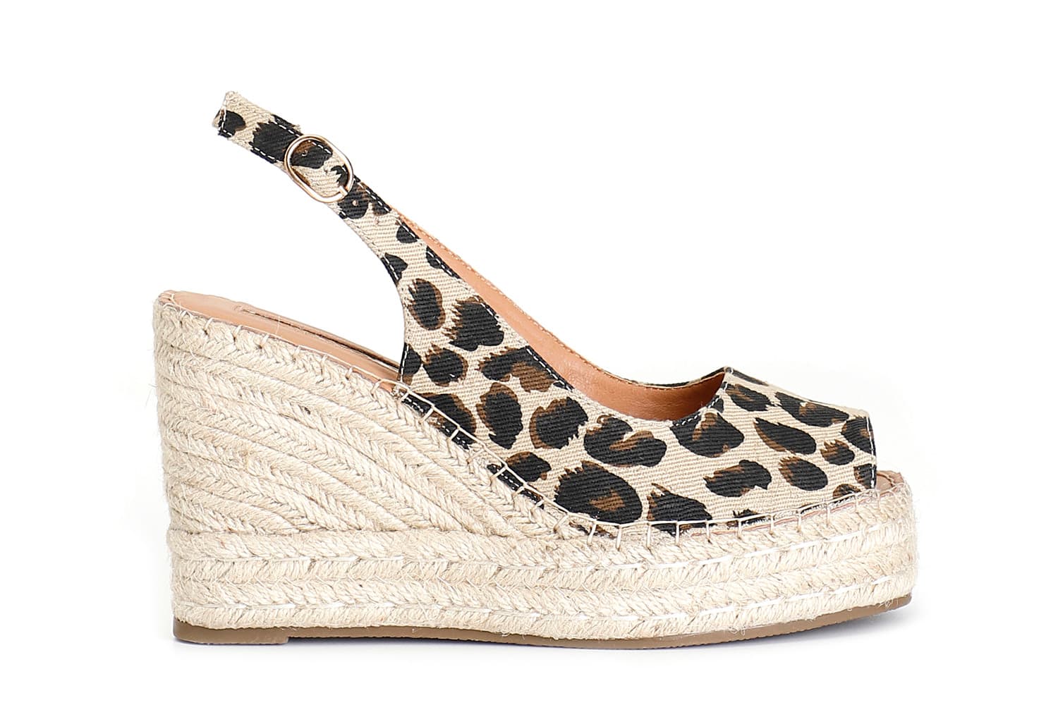 CafèNoir — Décolleté spuntata in canvas leopard