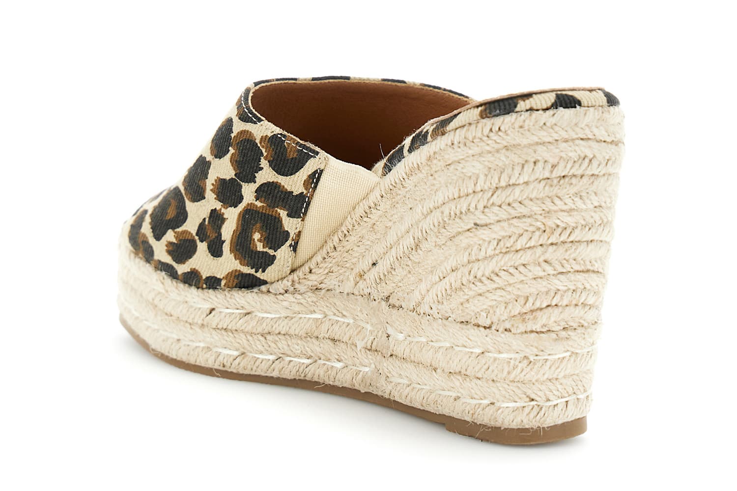 Sandali ciabatta in canvas su fondo zeppa leopard — vista 4