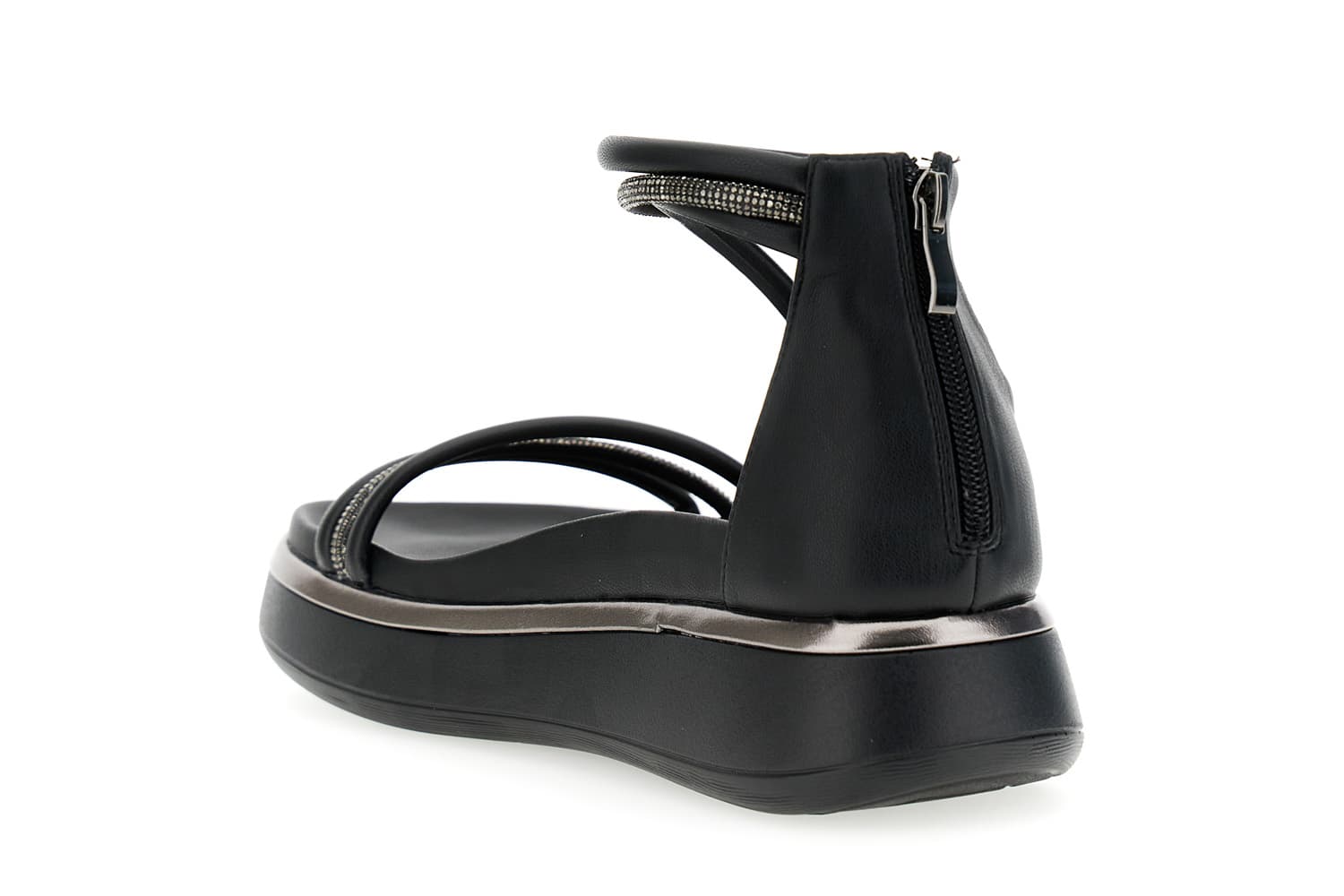 Sandali asimmetrici con toppone e mignons nero — vista 2