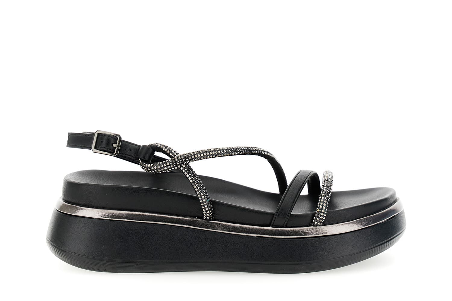 CafèNoir — Sandali asimmetrici con strass nero