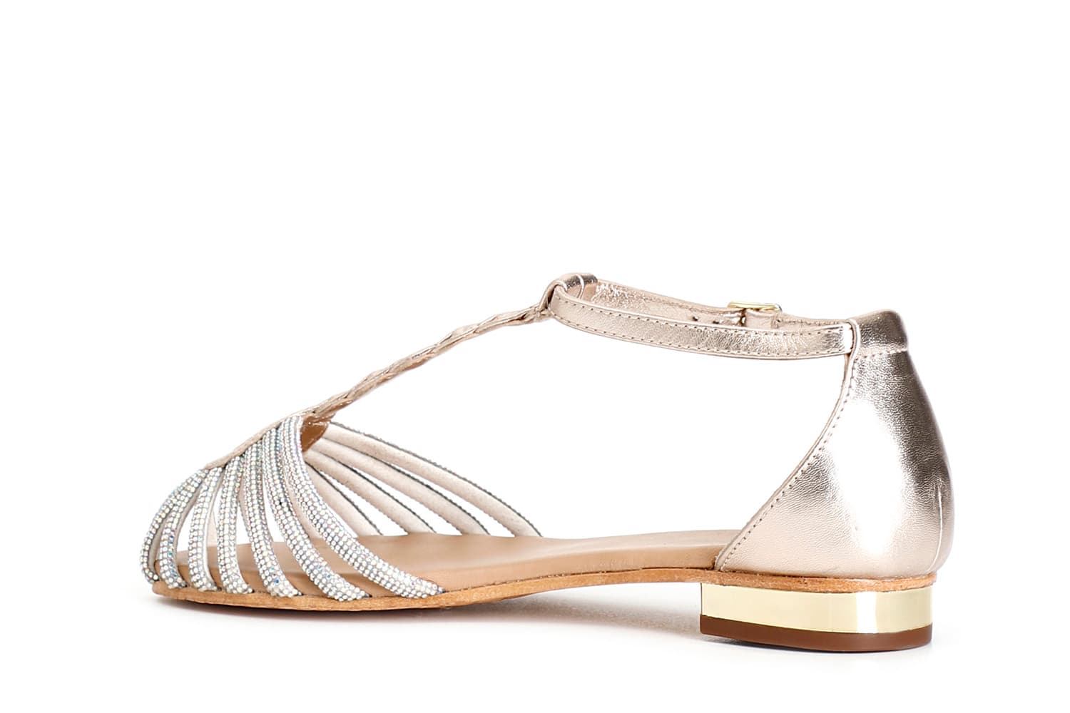 Sandali in pelle con mignon strass platino — vista 2