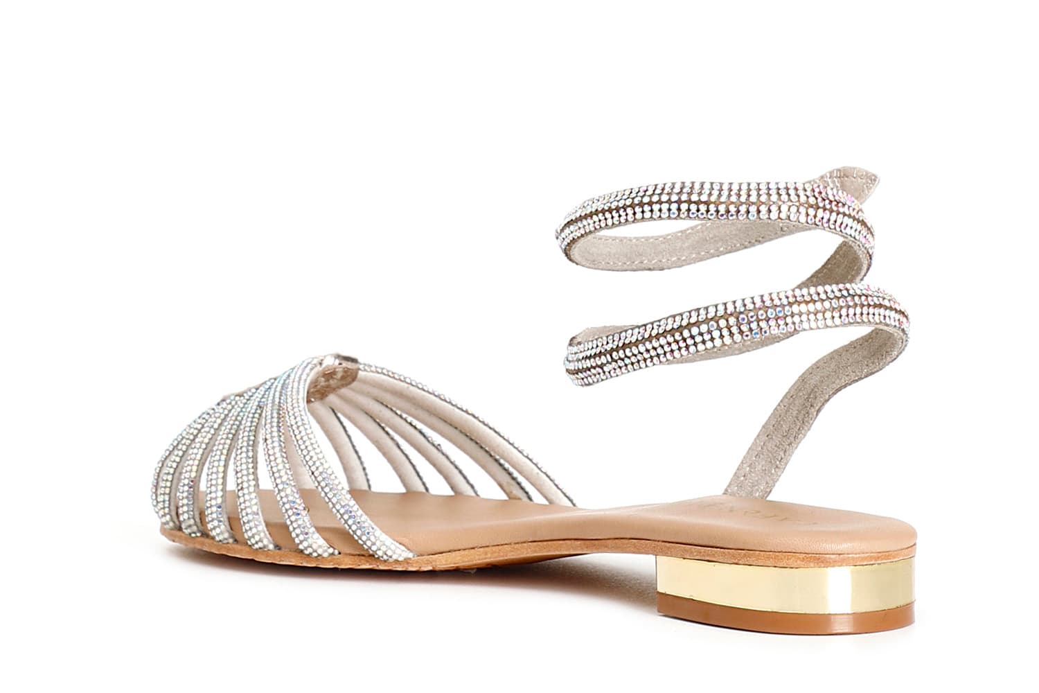 Sandali a gabbia in pelle con strass platino — vista 2