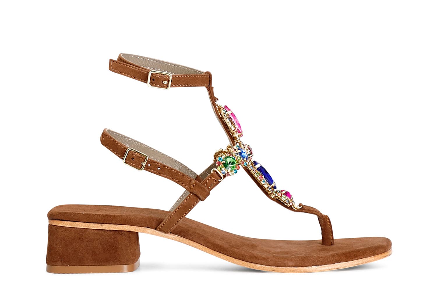 CafèNoir — Sandali infradito in camoscio accessorio gioiello cuoio