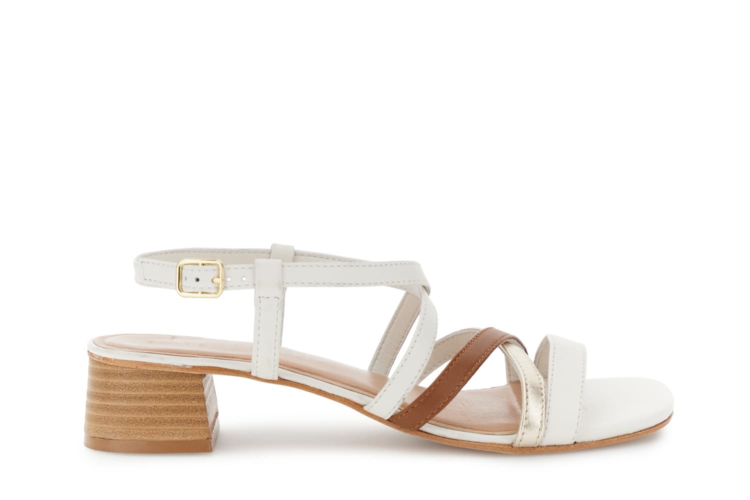 CafèNoir — Sandalo multifibbie in pelle con borchie multi bianco