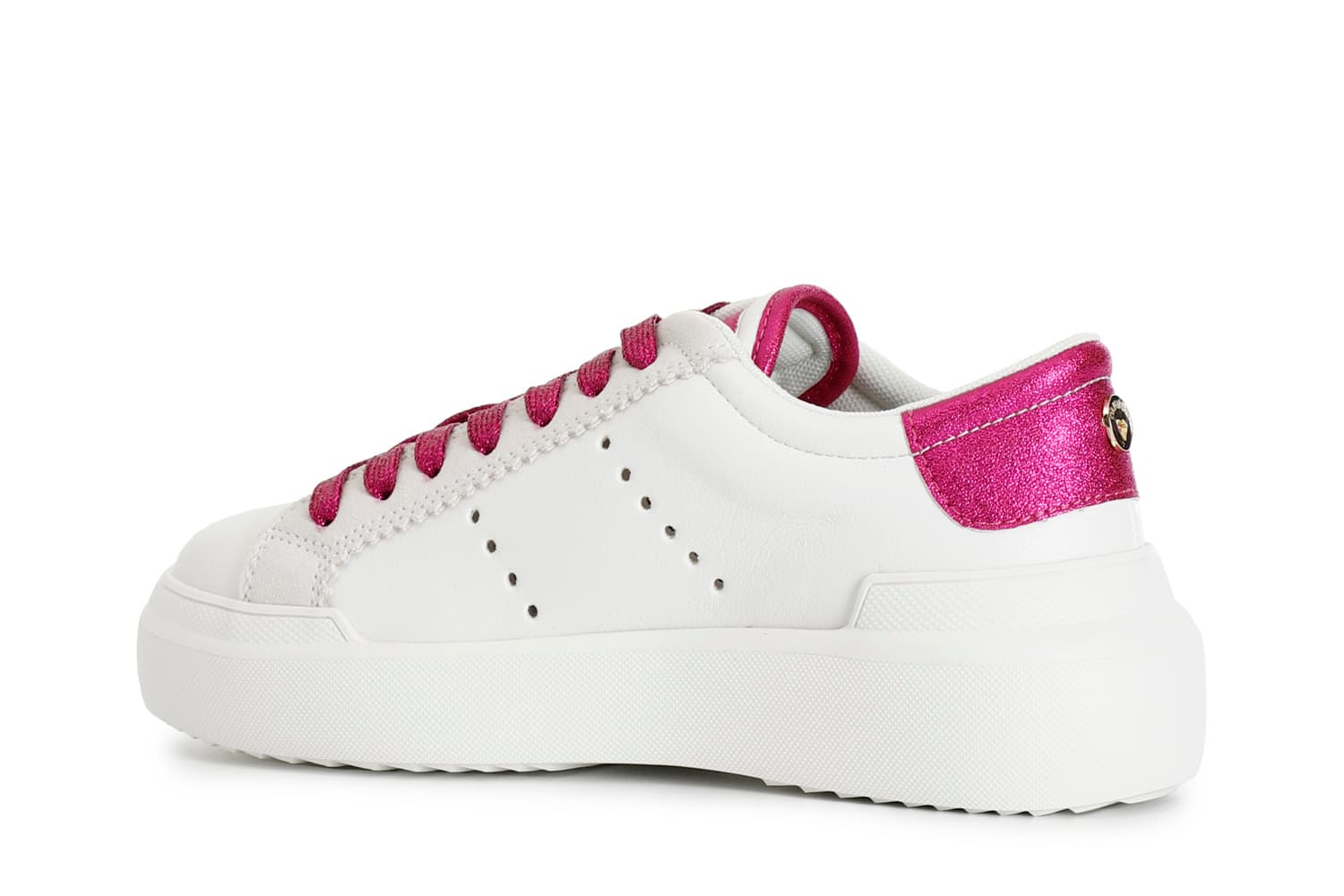 Sneakers donna in similpelle bianco/fuxia — vista 2