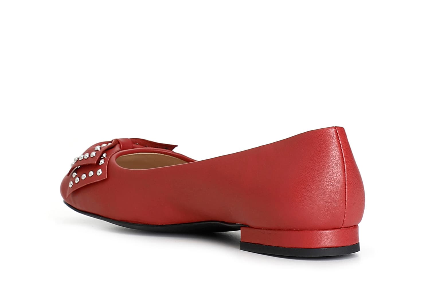 Ballerina in pelle con fiocco bordeaux — vista 2