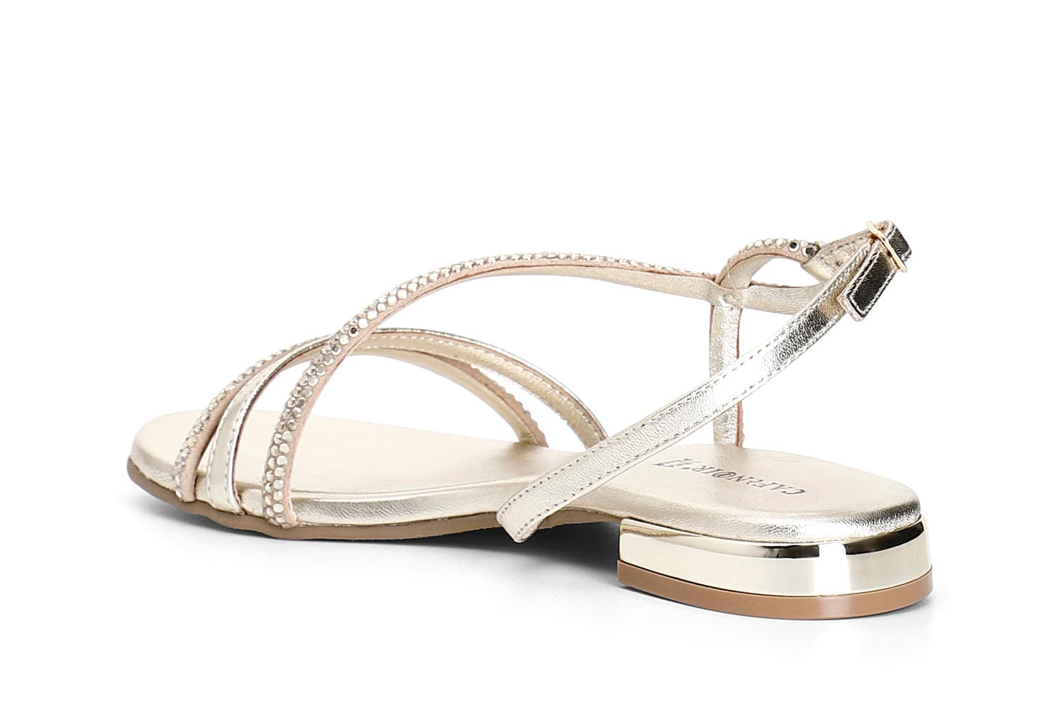 Sandali asimmetrico con strass termosaldati oro — vista 2