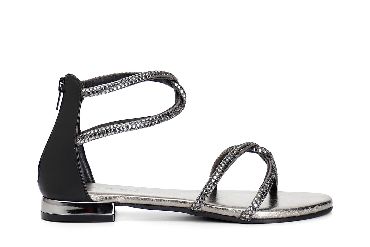 CafèNoir — Sandali con strass termosaldati nero