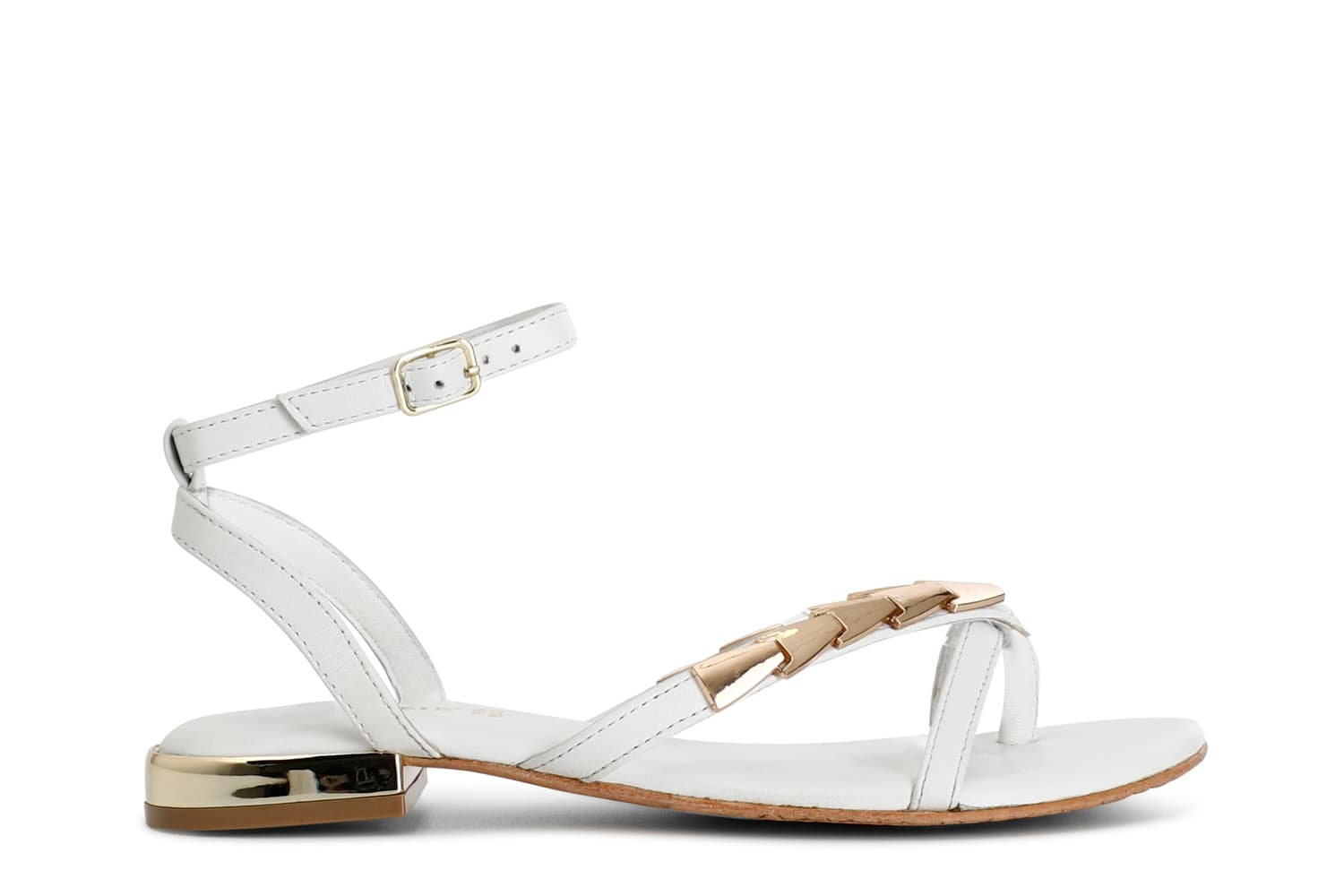 CafèNoir — Sandali infradito in pelle con accessorio bianco