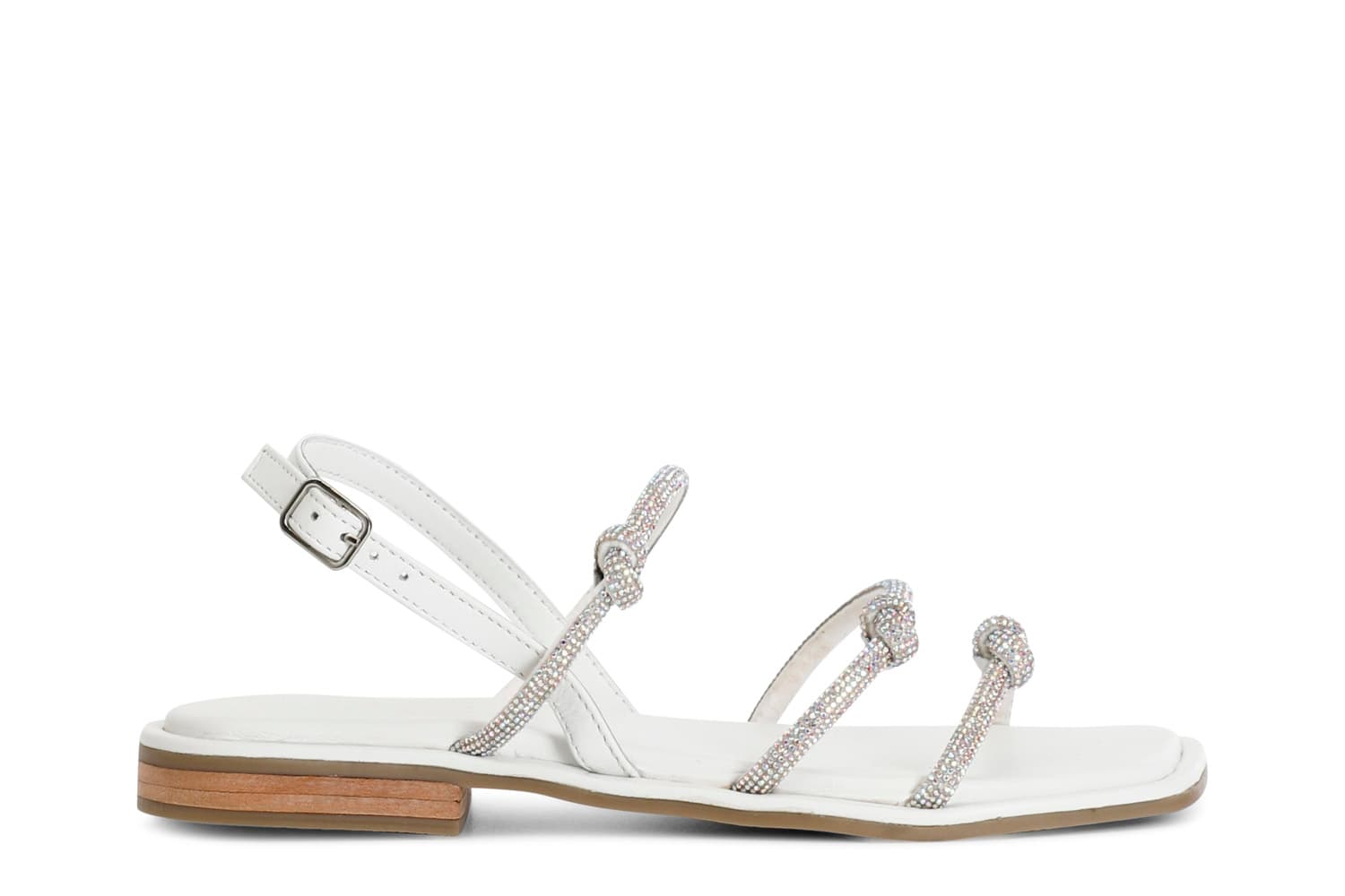 CafèNoir — Sandali con lacci in strass bianco