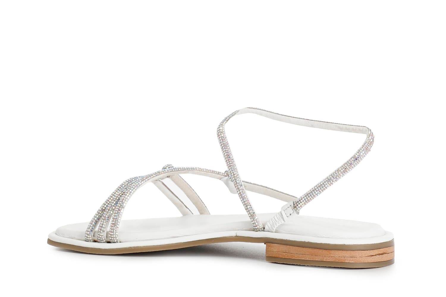 Sandali con lacci in strass asimmetrico bianco — vista 2