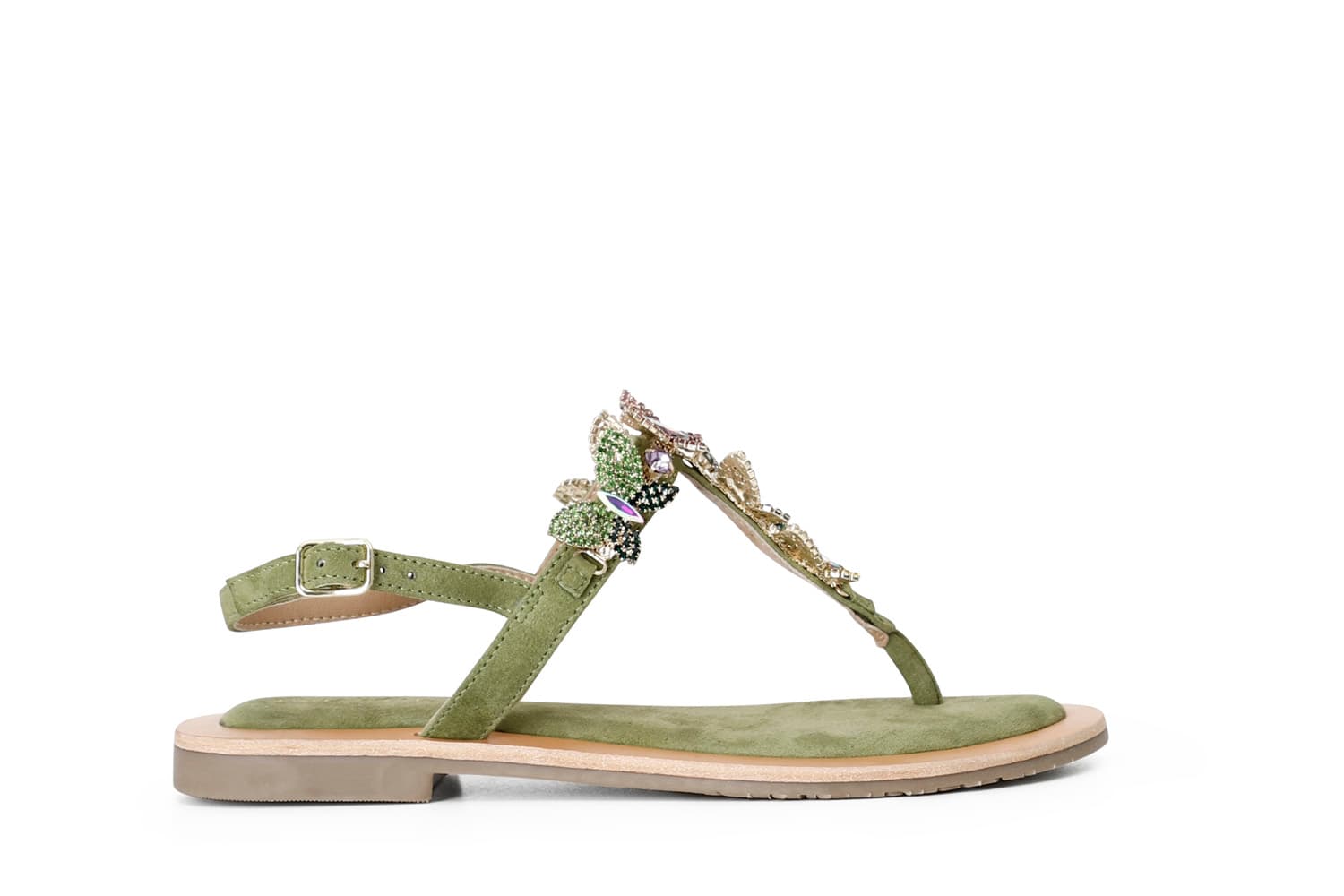 CafèNoir — Sandali infradito con accessorio gioiello verde