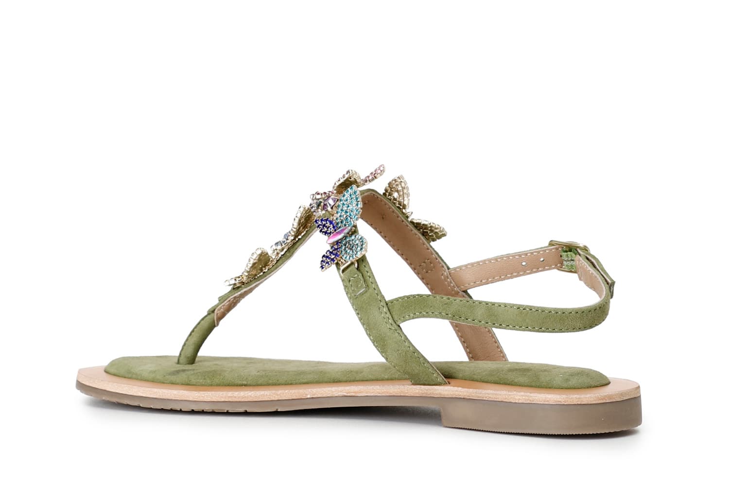 Sandali infradito con accessorio gioiello verde — vista 4