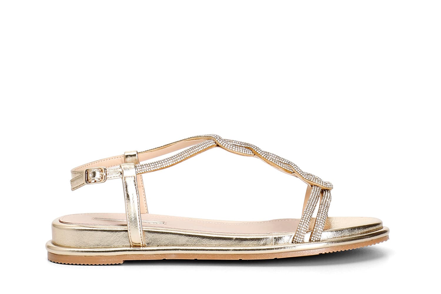 Sandali con multistrass a "t" platino — vista 3