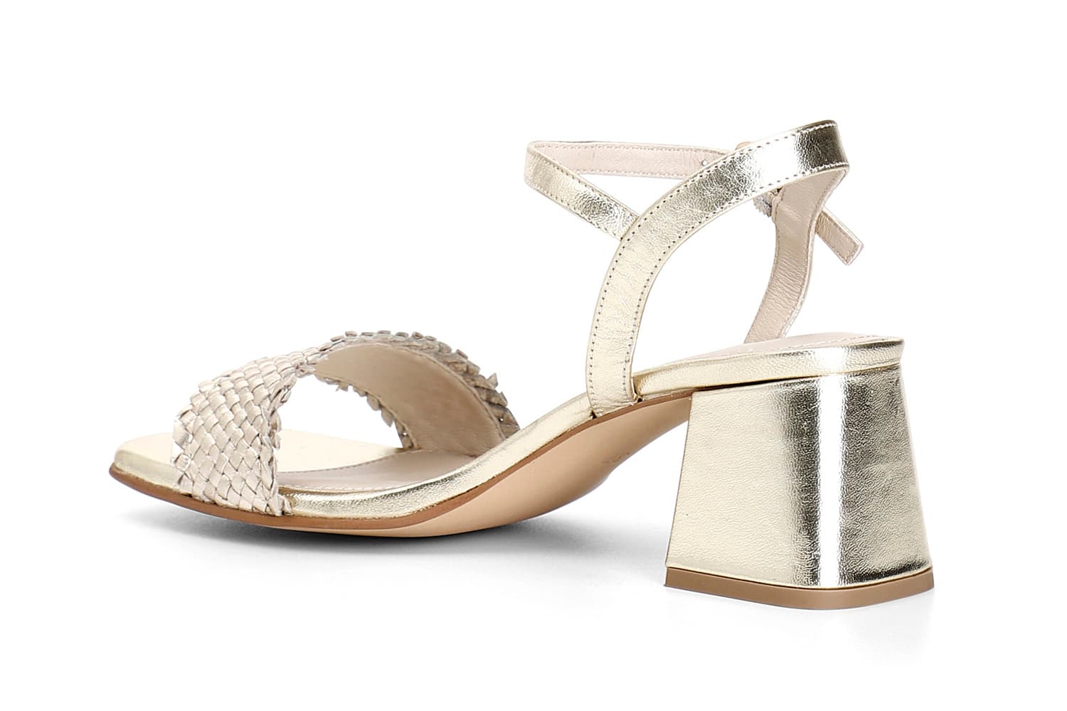Sandali in pelle con intreccio oro — vista 2