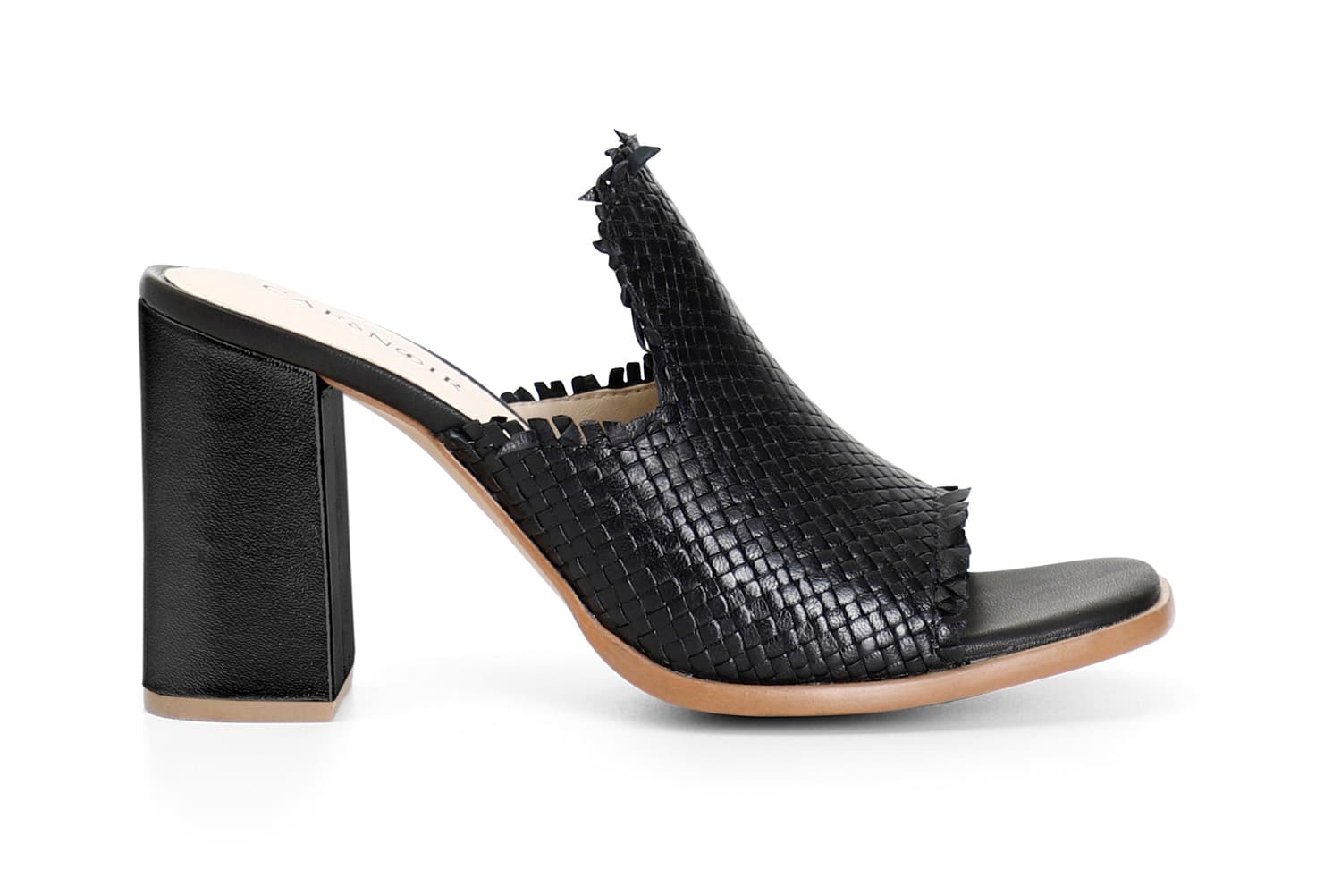 CafèNoir — Sabot in pelle con intreccio nero