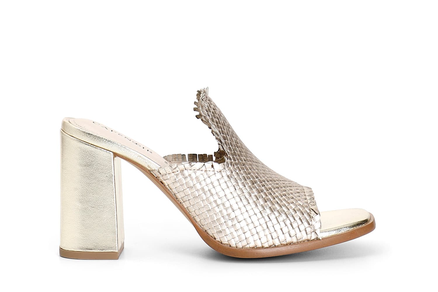 CafèNoir — Sabot in pelle con intreccio oro