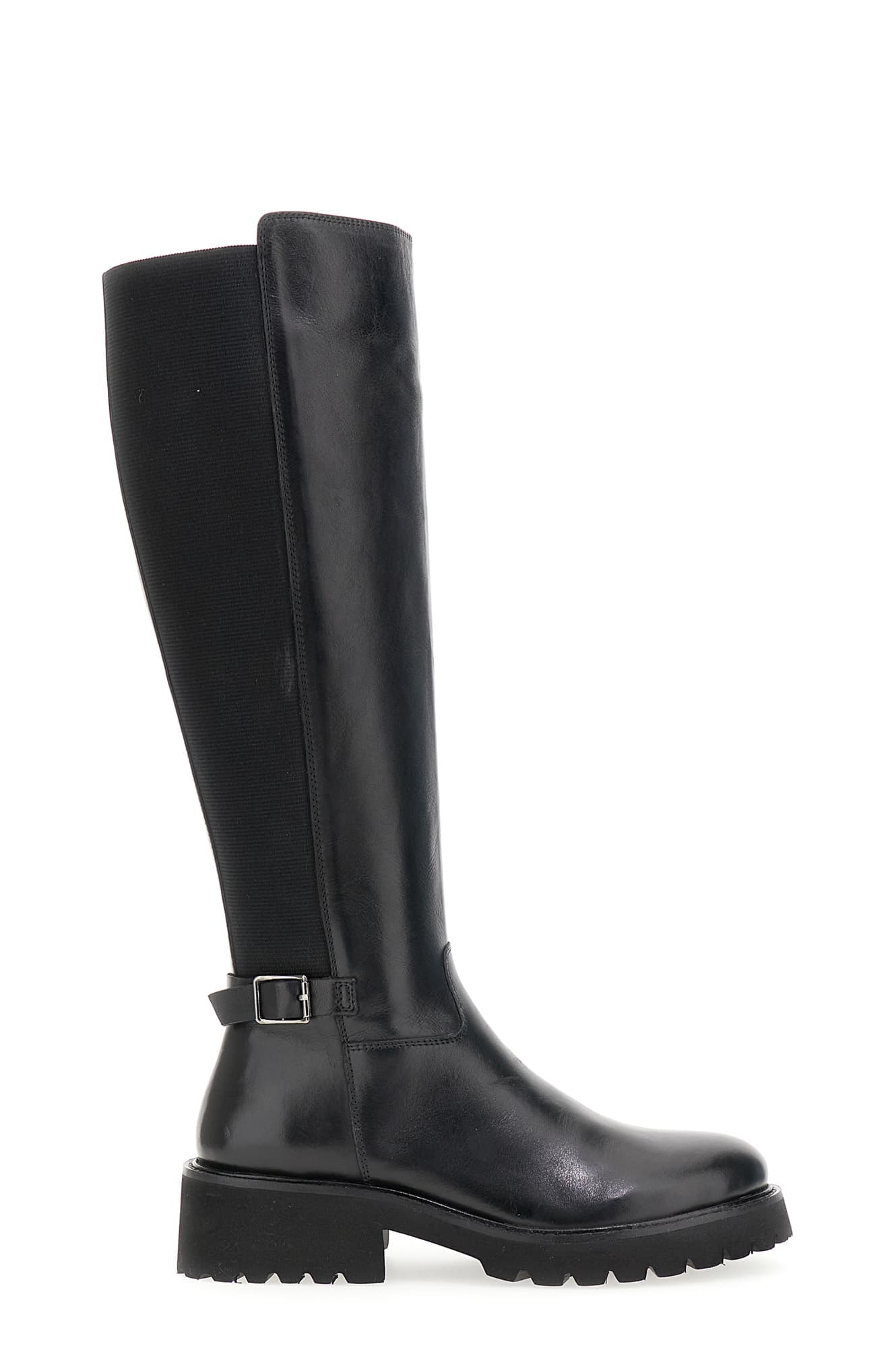 CafèNoir — Stivali in pelle con elastico e cerniera nero