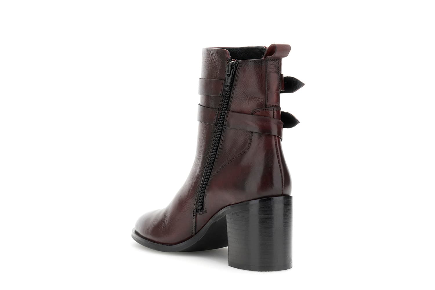 Tronchetti in pelle con elastici bordeaux — vista 2