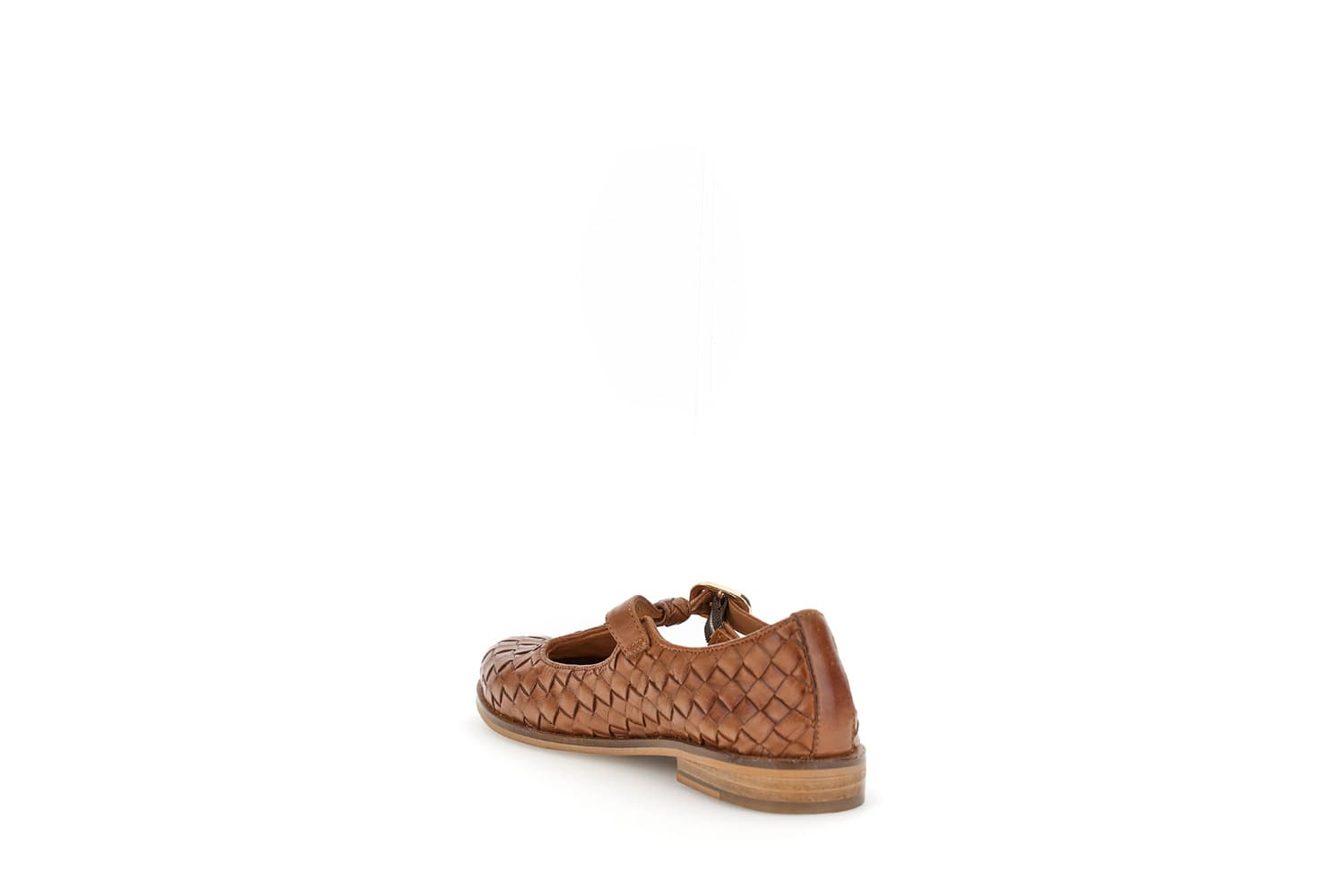 Ballerine in pelle intrecciata motivo a "t" cognac — vista 2