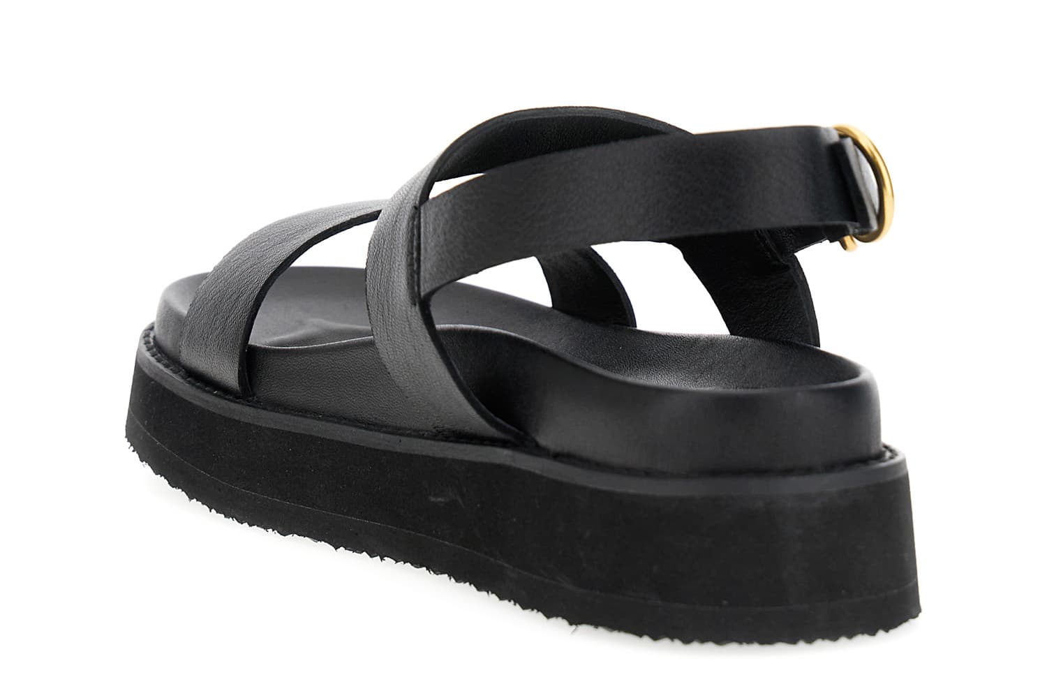 Sandali in pelle doppia fascia nero — vista 2