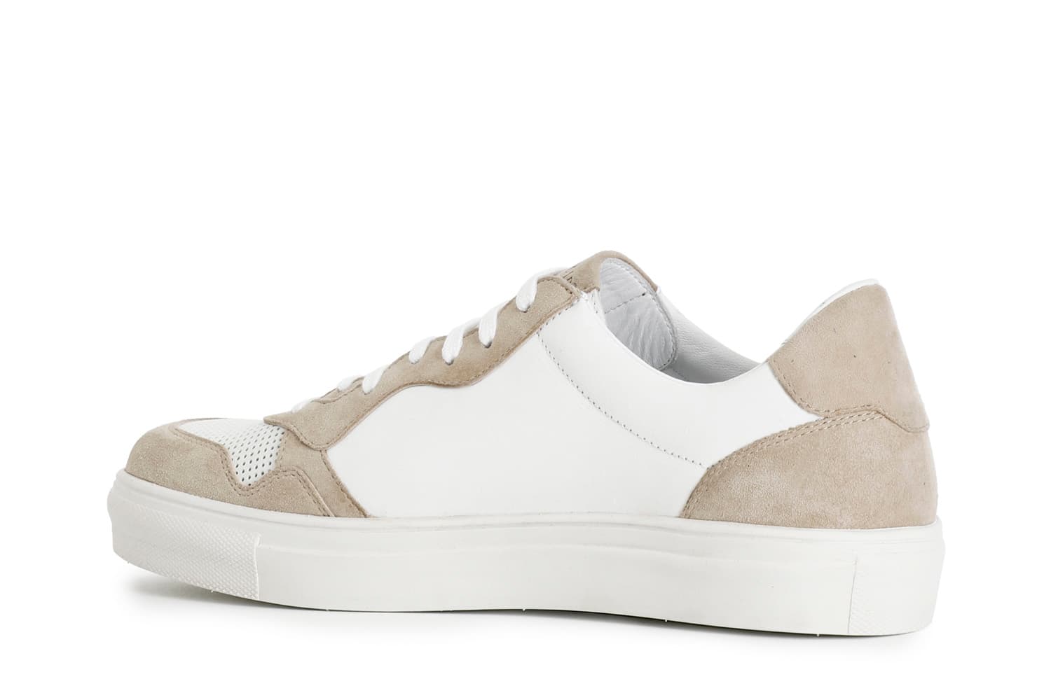 Sneakers uomo in pelle bianco/beige — vista 2