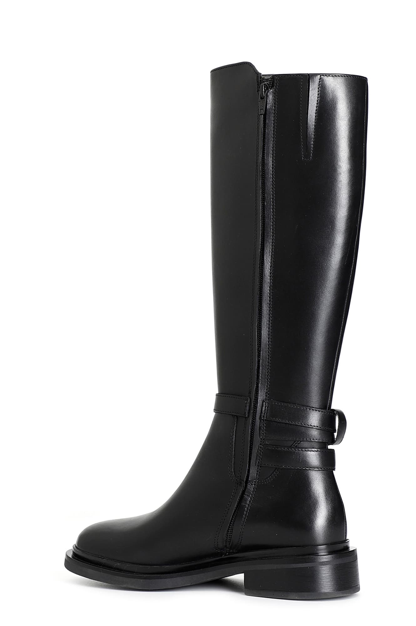 Stivale da donna in pelle con fibbia nero — vista 2