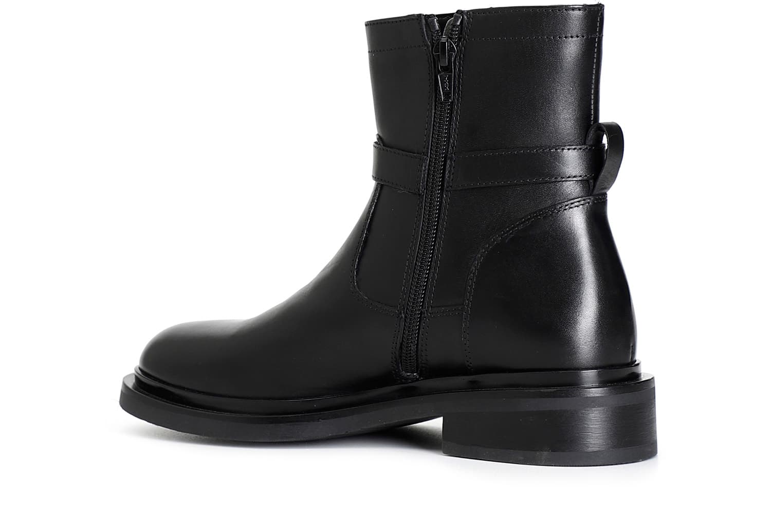 Tronchetto da donna in pelle con fibbia nero — vista 4