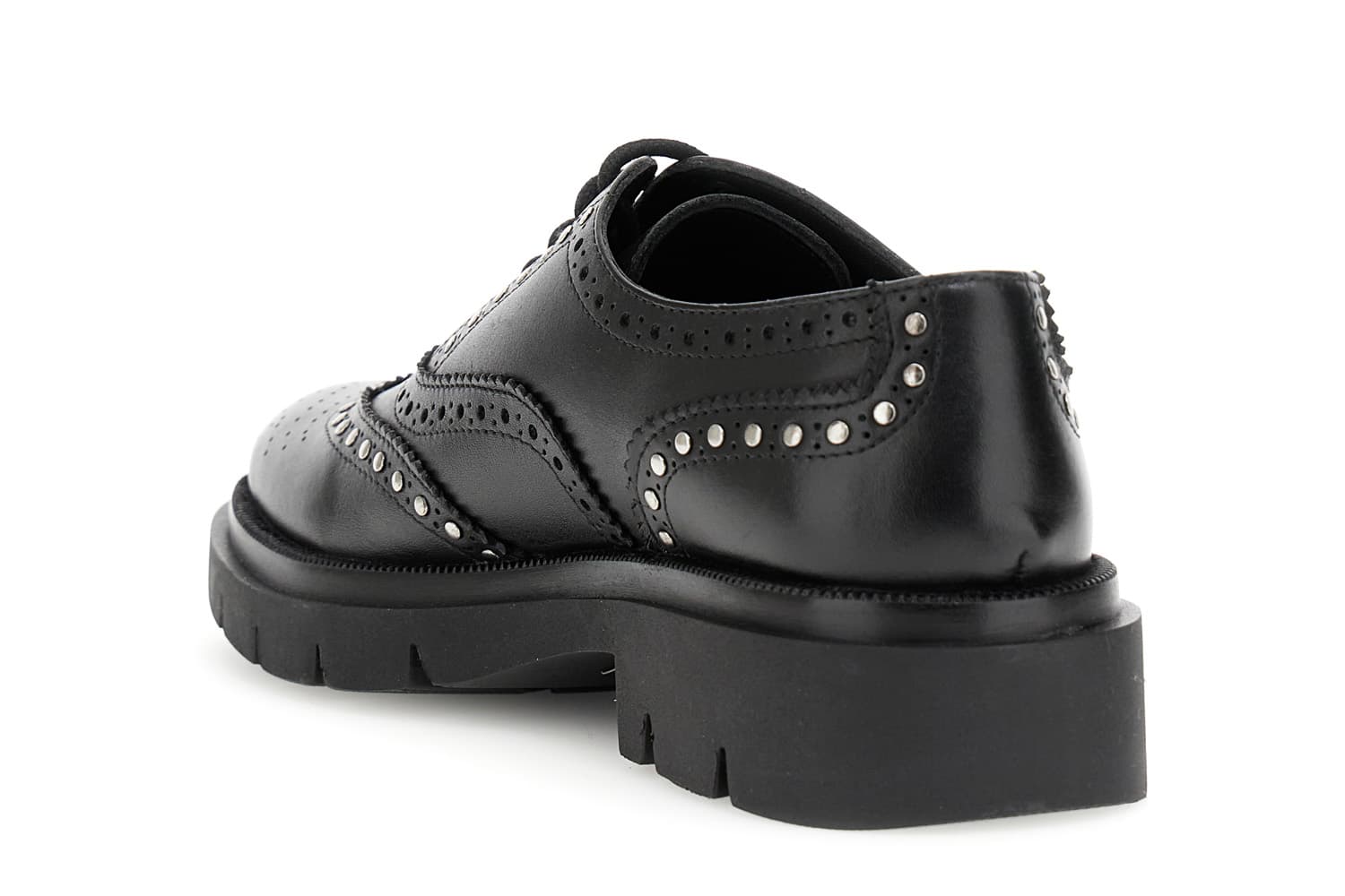 Francesine allacciata in pelle con borchie nero — vista 2