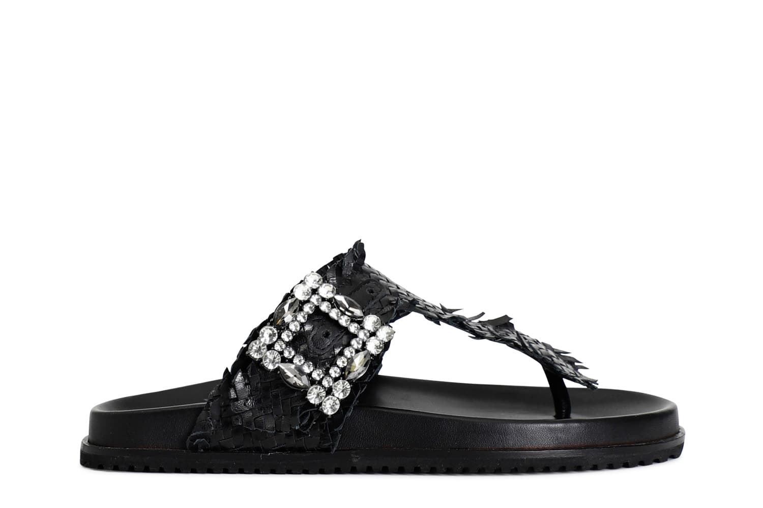 CafèNoir — Sandali infradito donna in pelle intrecciata nero