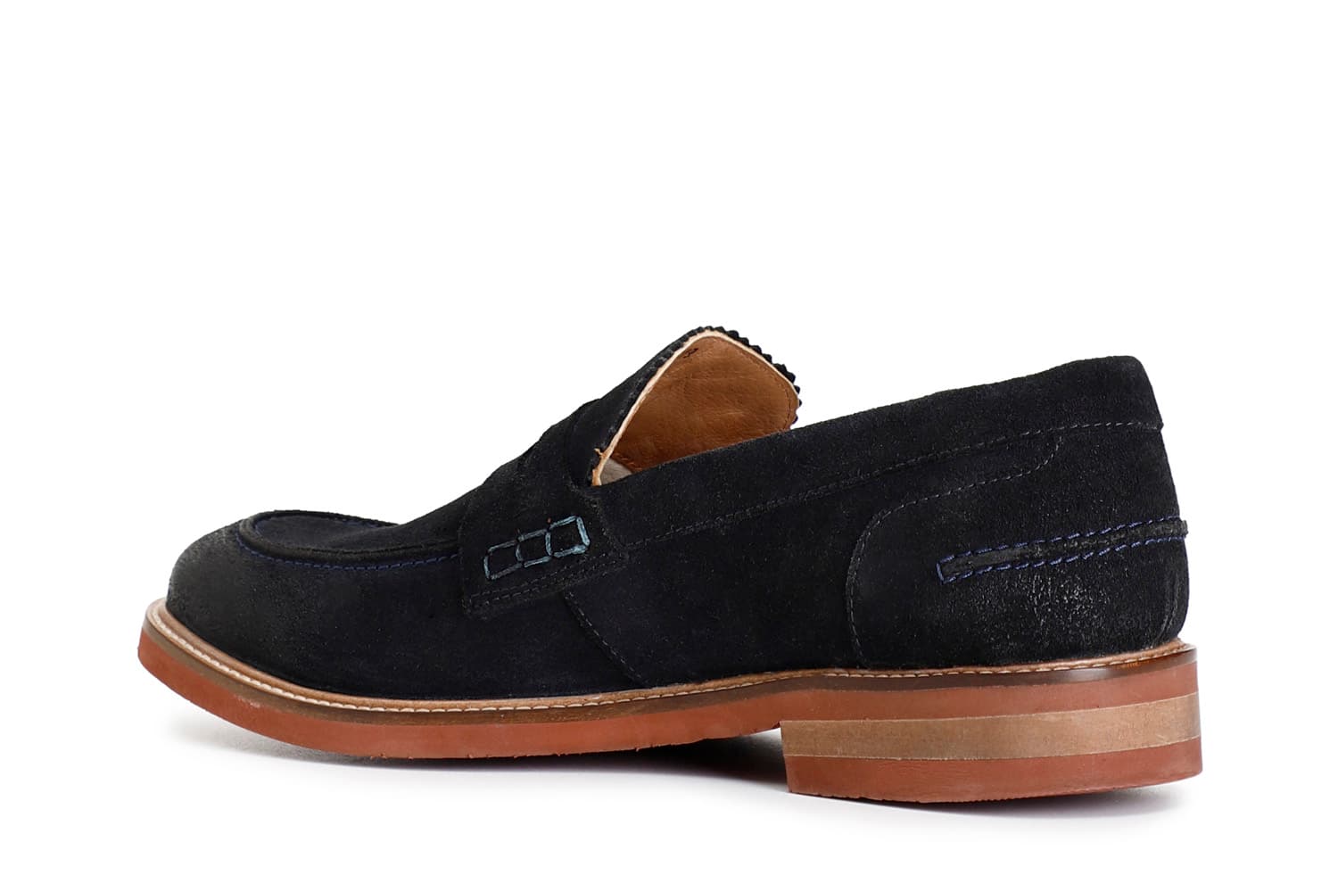 Mocassini uomo in pelle scamosciata navy — vista 2