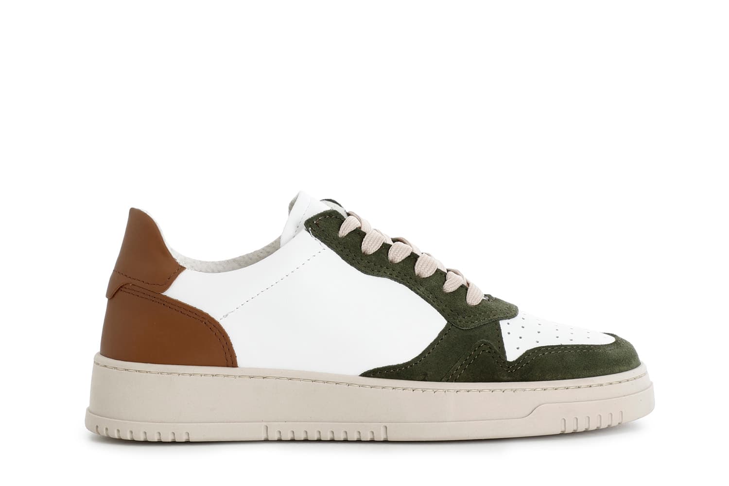 Sneakers da uomo allacciate in pelle e camoscio multiverde — vista 3