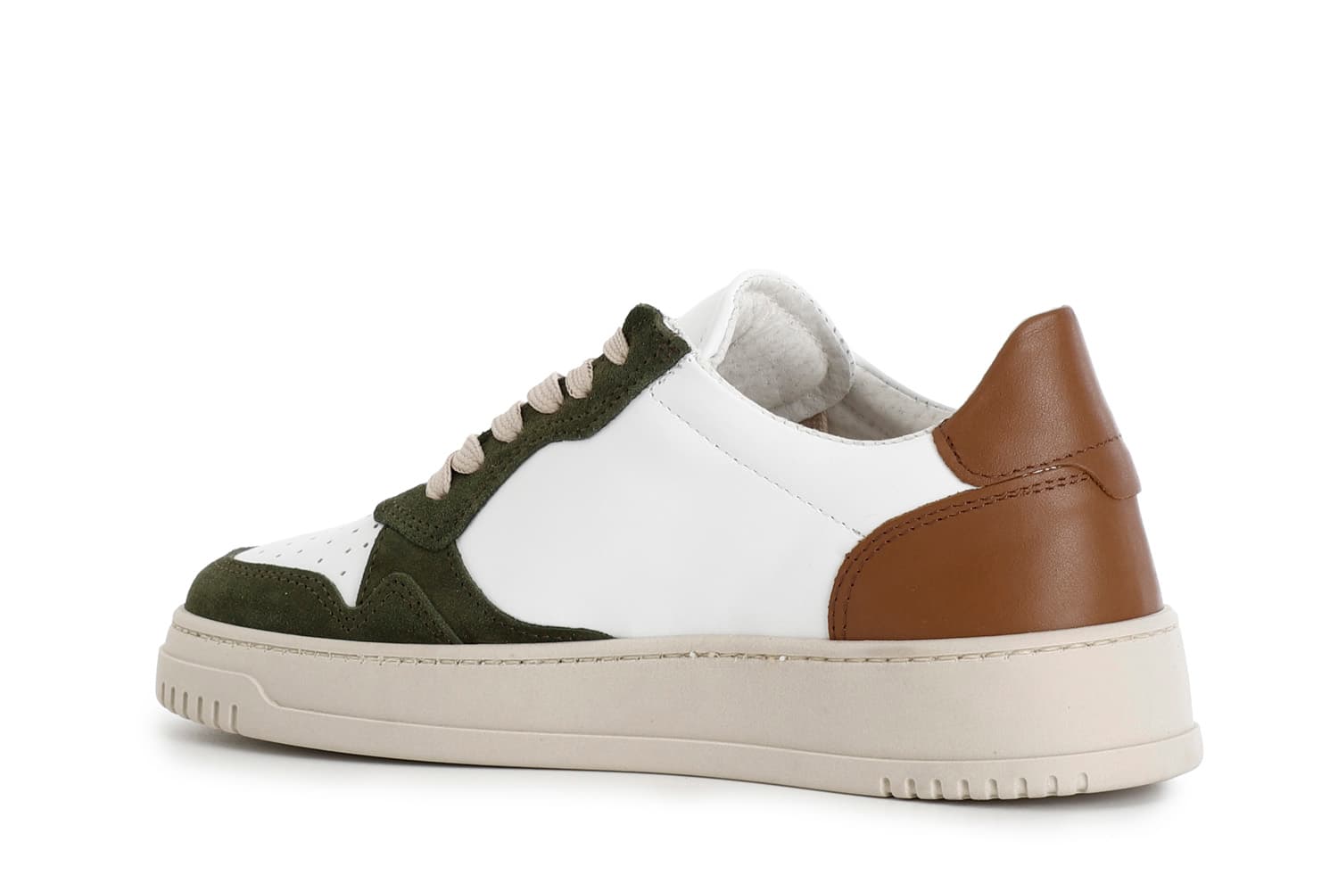 Sneakers da uomo allacciate in pelle e camoscio multiverde — vista 2