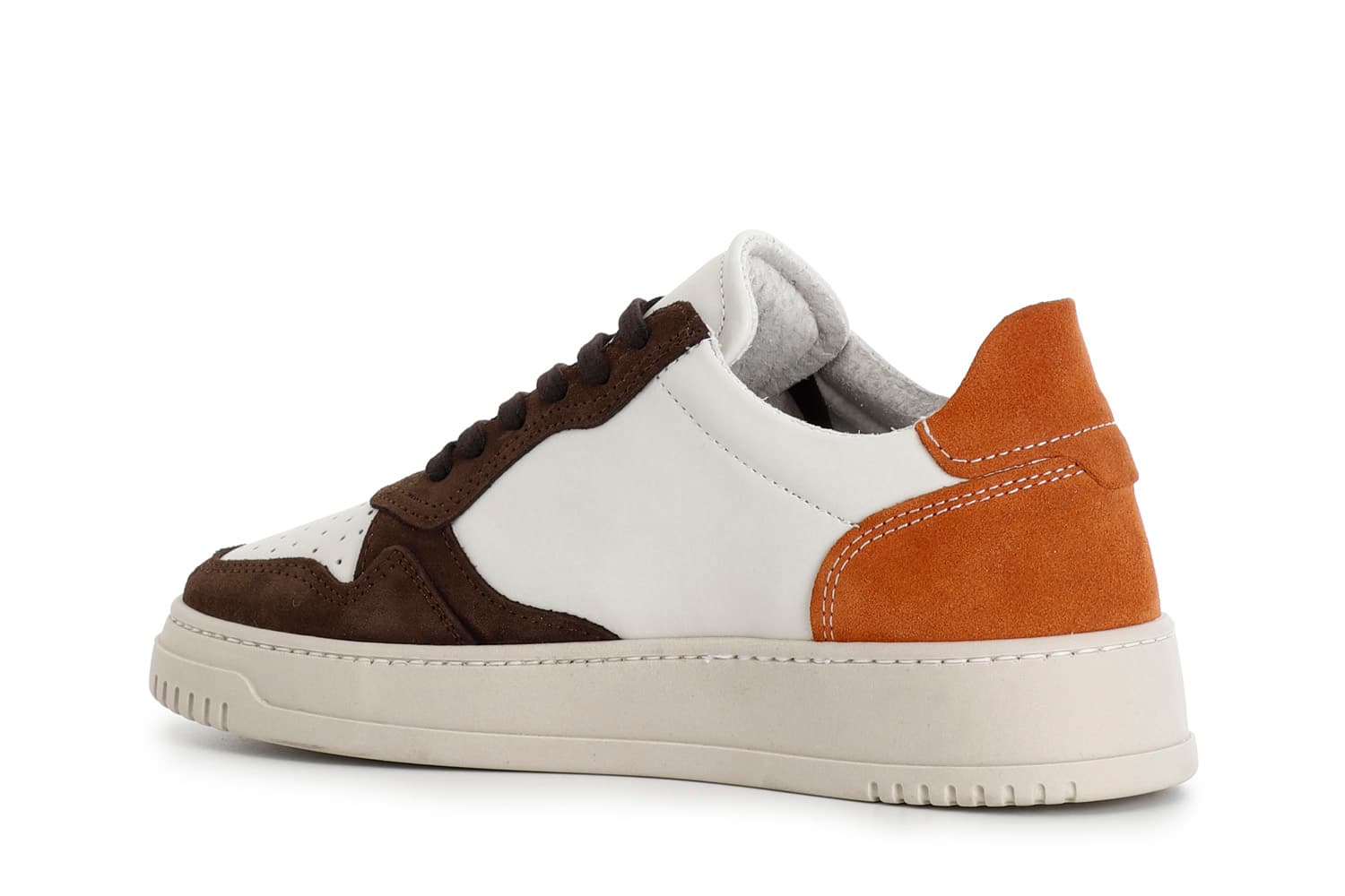 Sneakers da uomo allacciate in pelle e camoscio multi cioccolato — vista 2