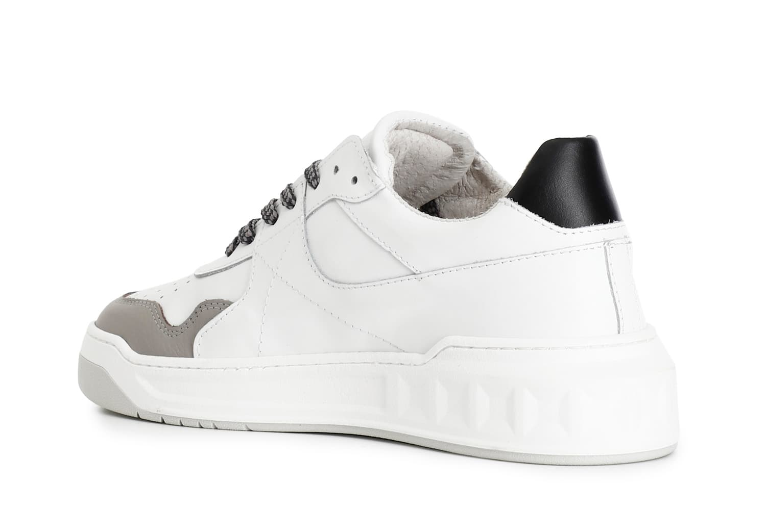 Sneakers uomo in pelle bianco/grigio — vista 2
