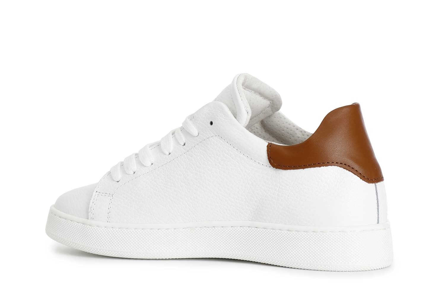 Sneakers uomo in pelle bianco/cuoio — vista 2