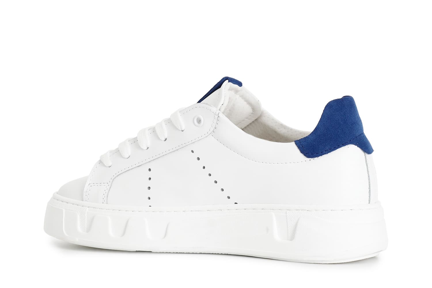 Sneakers uomo in pelle bianco/blu — vista 4