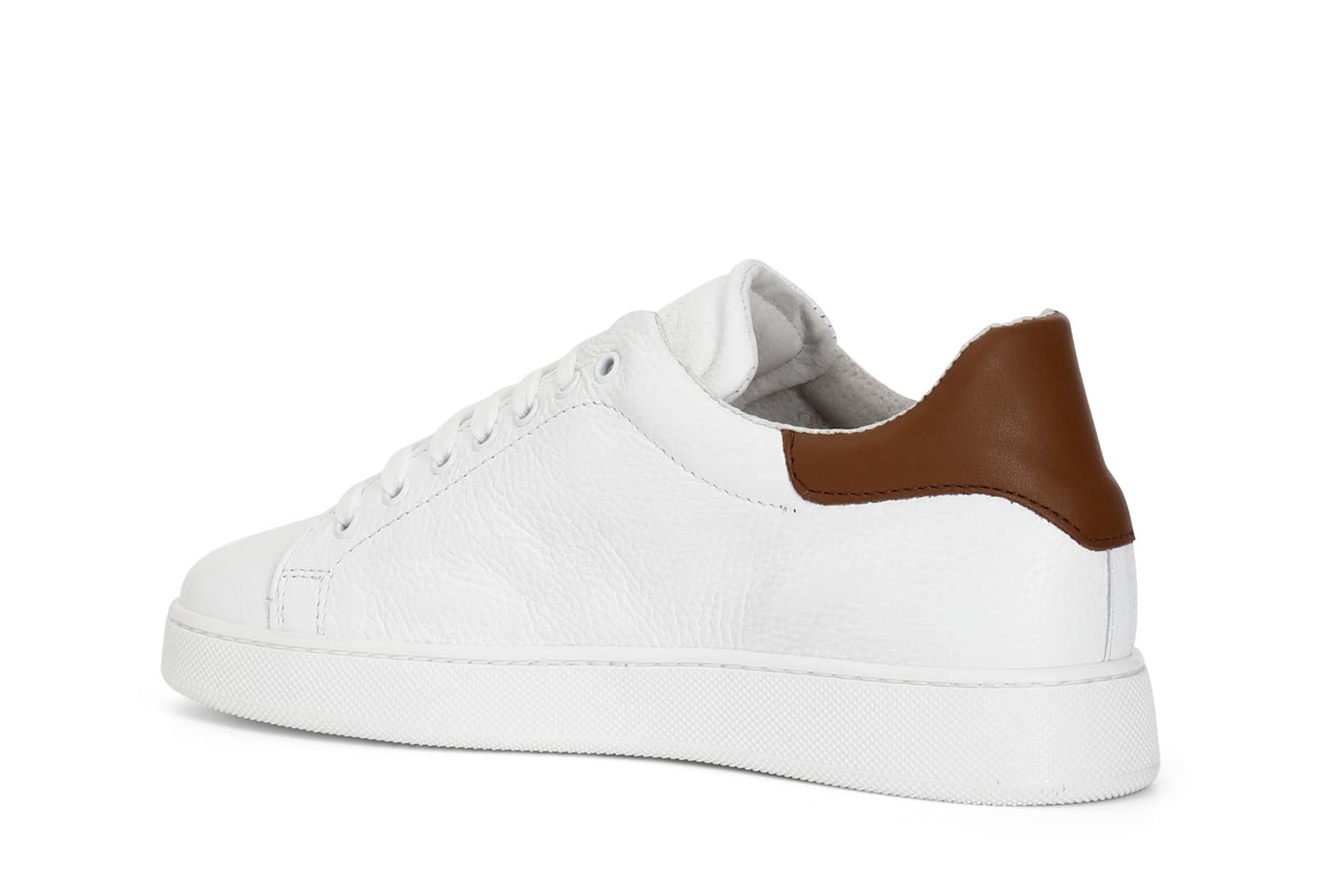 Sneakers uomo in pelle bianco/cuoio — vista 2